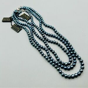 Set of 3 Honora “Black Pearl”Necklaces 16”/17”/19” knotted 3.5mm